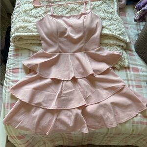 Francesca's Collections Pink Tiered Mini Dress